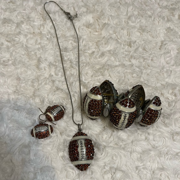 Football Rhinestone Bling Bracelet, Necklace & Earring Set - Picture 3 of 8